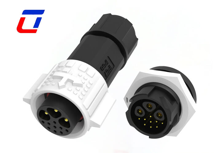 PA66 M19 3+9 Pin Signal And Power Connectors IP67 Circular Panel Mount Connector