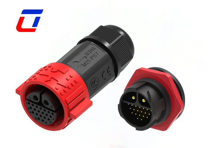M25 Self Locking Quick Connect Circular 22Pin  Brass Gold-Plated Multi Pin IP67 Waterproof 