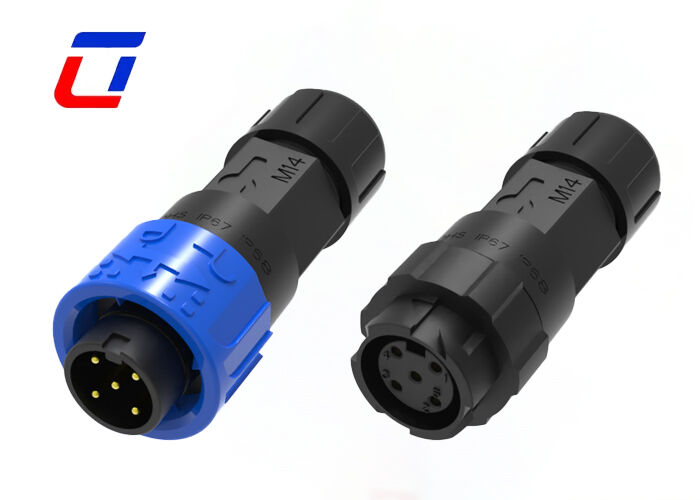 8A M16 5 Pin IP67 Power Connectors ODM Outdoor Waterproof Push Lock Connector