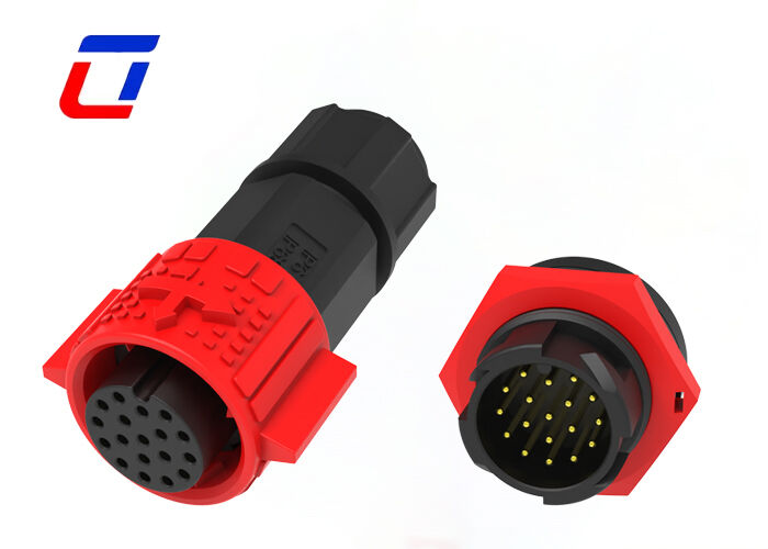 5A IP67 M19 Waterproof Plug And Socket Connectors Plastic PA66 18 Pin Data Connector