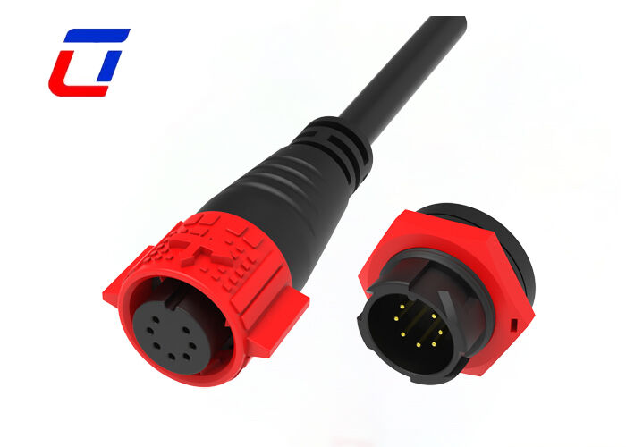 M19 7 Pin 5A Automotive Waterproof Wire Connectors PA66 Plastic Male Female Data Connector
