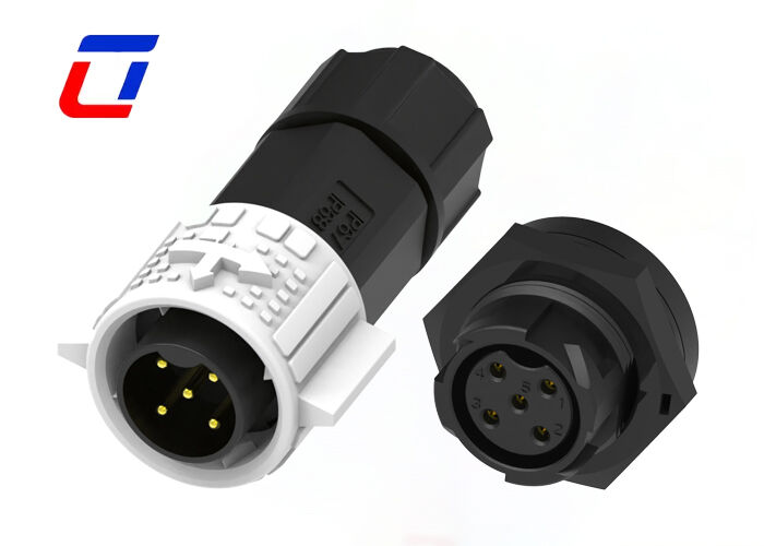 20A IP67 Waterproof Quick Lock Electrical Connectors M19 5 Pin Plastic Male Female Connector