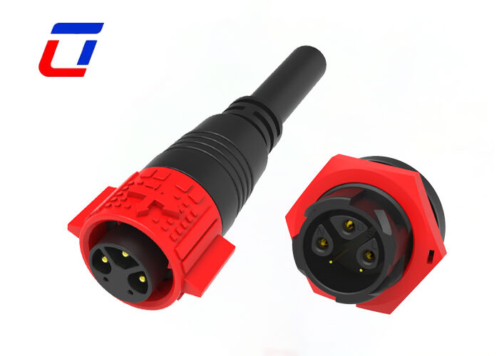 300V 3+2 Pin Cable Connectors Waterproof Red M19 Data Quick Connector For Lighting
