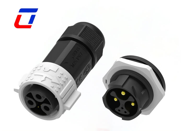 M25 15A+5A Circular Multi Pin Connectors 3+3 Pin Quick Lock Wire To Board Connector