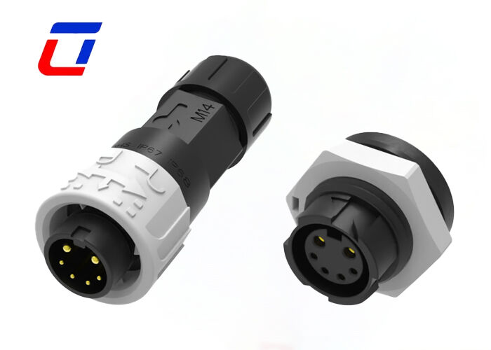2+4Pin M16 IP67 Solder Wire To Board Connectors Multi Pin Connectors Waterproof 300V