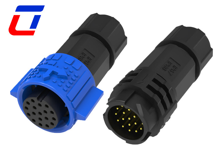 Material Plug Connector PA66 Material Waterproof Wire To Wire Plug Connectors 18 Pin Push Lock